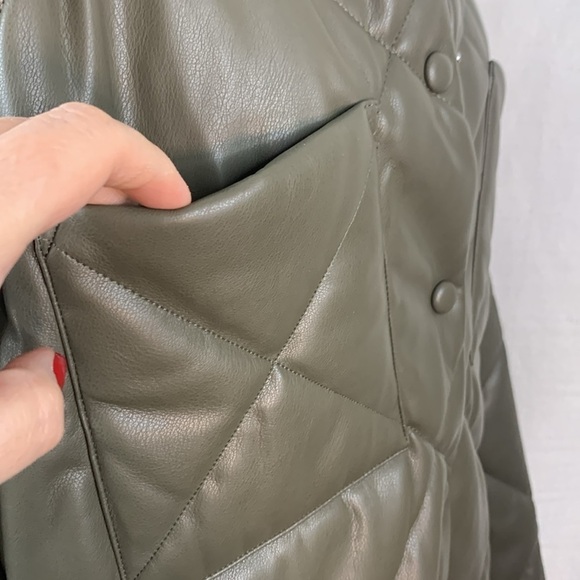 Calvin Klein Green Faux Leather Quilted Coat- NWT - Picture 9 of 17